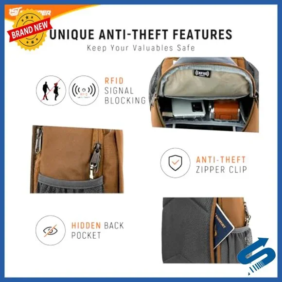 Recycled Polyester RFID Anti-Theft Crossbody Sling Bag Travel Daypack
